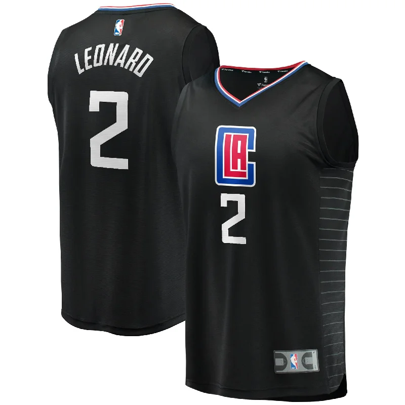 Basketball jerseys with custom name and logo options-Kawhi Leonard La Clippers Branded Youth Fast Break Player Basketball Jersey - Black - Statement Edition