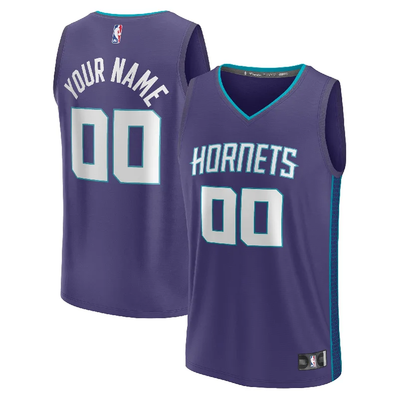 Basketball jerseys with stylish graphics for fans-Charlotte Hornets Branded Youth Fast Break Custom Basketball Jersey - Statement Edition - Purple