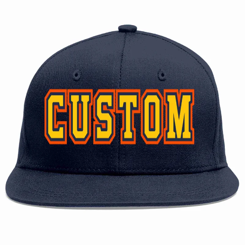 Baseball caps for outdoor activities-Custom Navy Gold-Navy Casual Sport Baseball Cap