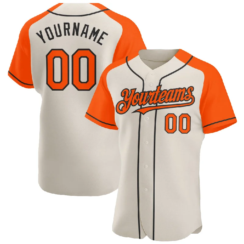 Customizable baseball jerseys for fan merchandise-Custom Cream Orange-Black Authentic Raglan Sleeves Baseball Jersey