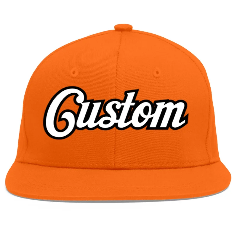 Comfort of everyday baseball caps-Custom Orange White-Black Flat Eaves Sport Baseball Cap