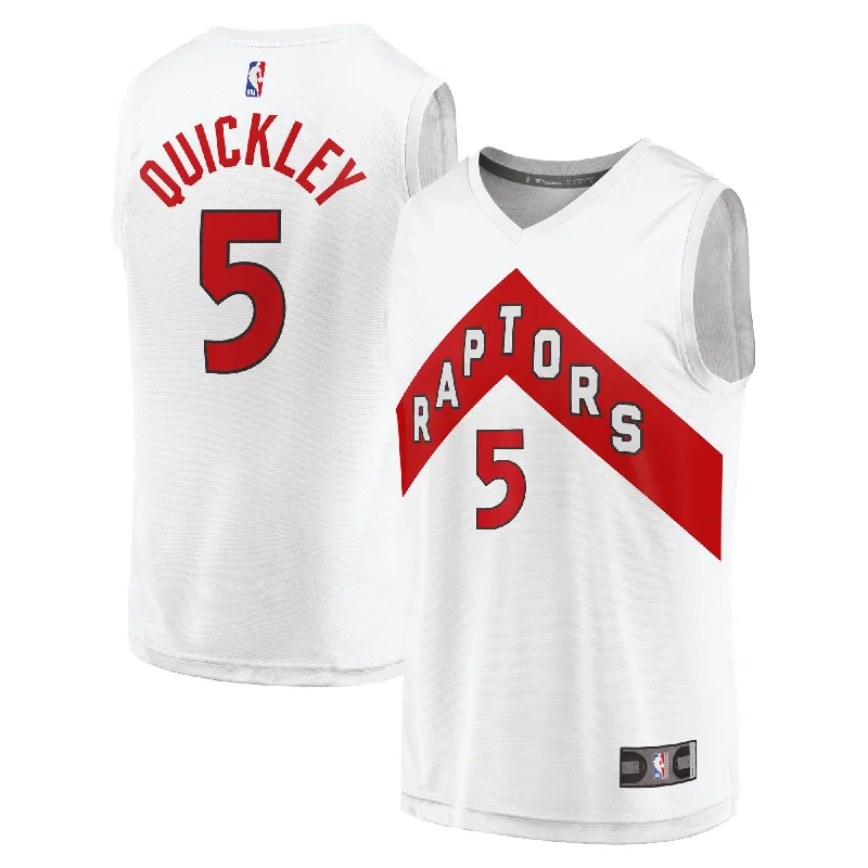 Custom basketball jerseys for youth teams-Immanuel Quickley Toronto Raptors Branded Youth Fast Break Player Basketball Jersey - Association Edition - White