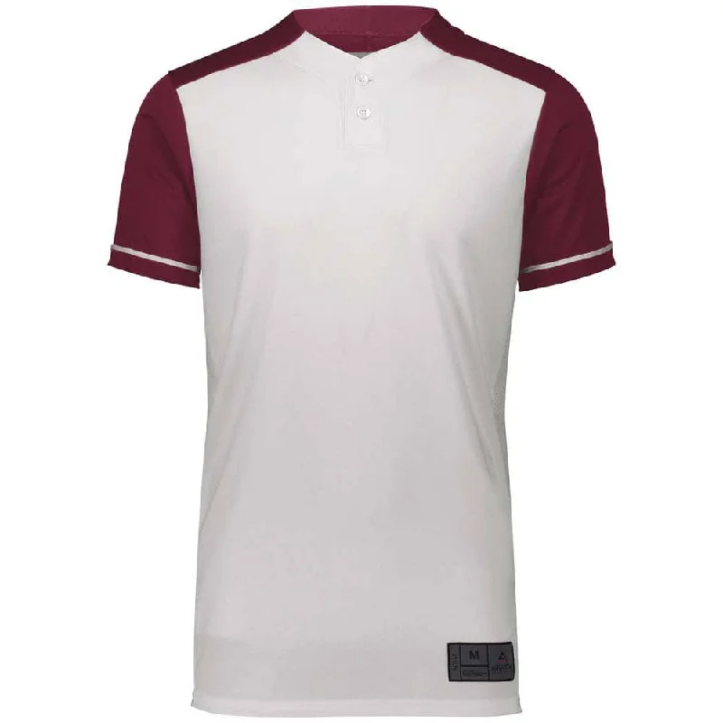 Baseball jerseys with professional-grade fabric and stitching-Closer 2 Button White-Maroon Baseball Jersey