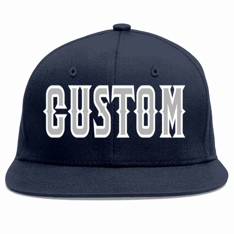 UV protection in baseball caps-Custom Navy Gray-White Casual Sport Baseball Cap