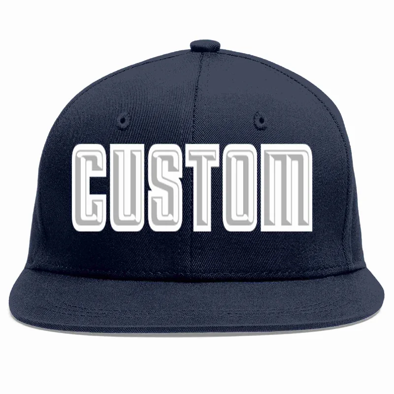 Stylish and functional baseball caps-Custom Navy Gray-White Casual Sport Baseball Cap