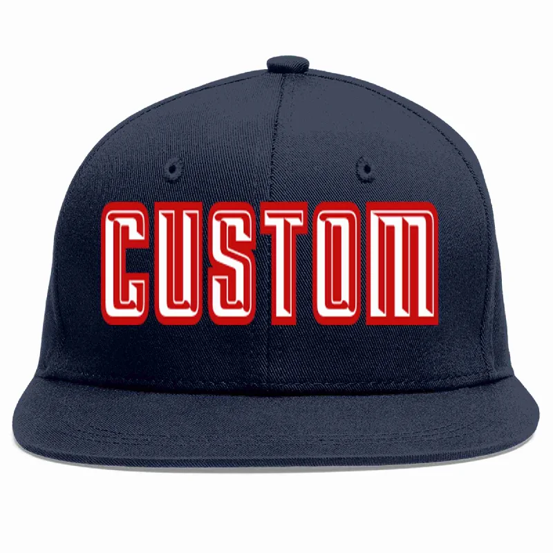 Baseball caps for long wear comfort-Custom Navy White-Red Casual Sport Baseball Cap