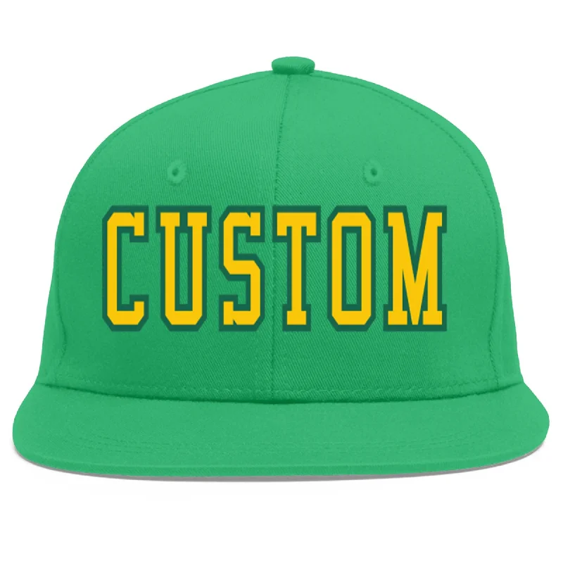 Baseball cap accessories to consider-Custom Teal Gold-Kelly Green Flat Eaves Sport Baseball Cap