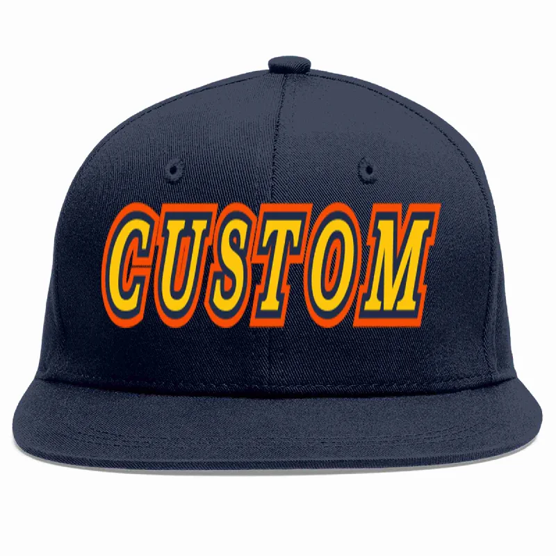 Baseball caps with logos-Custom Navy Gold-Navy Casual Sport Baseball Cap