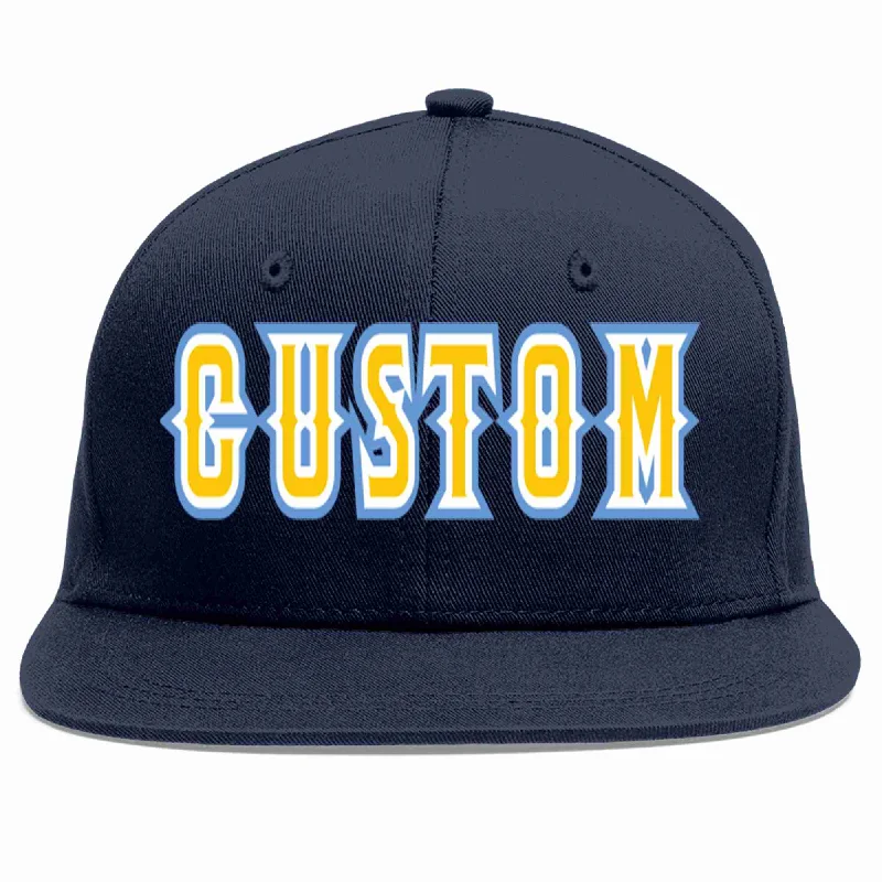 Baseball caps for hot weather-Custom Navy Gold-White Casual Sport Baseball Cap