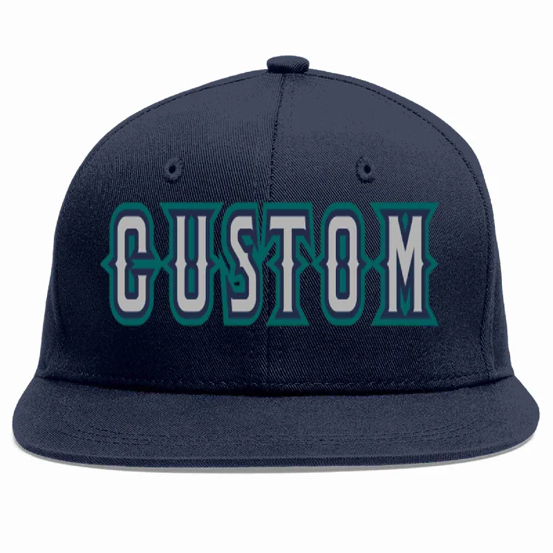 Baseball caps for travel wear-Custom Navy Gray-Navy Casual Sport Baseball Cap