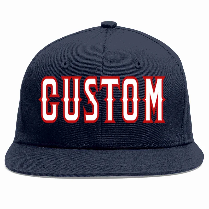 Adjustable baseball caps-Custom Navy White-Red Casual Sport Baseball Cap