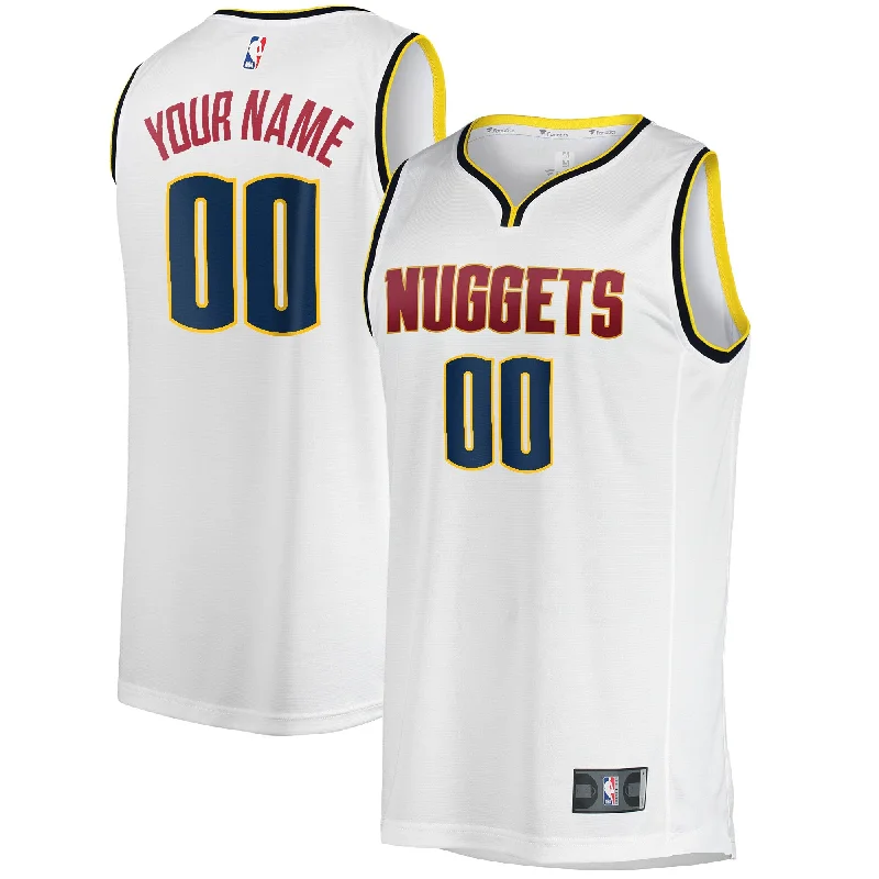 Comfortable and stretchy basketball jerseys for flexibility-Denver Nuggets Branded Youth Fast Break Custom Basketball Jersey - Association Edition - White