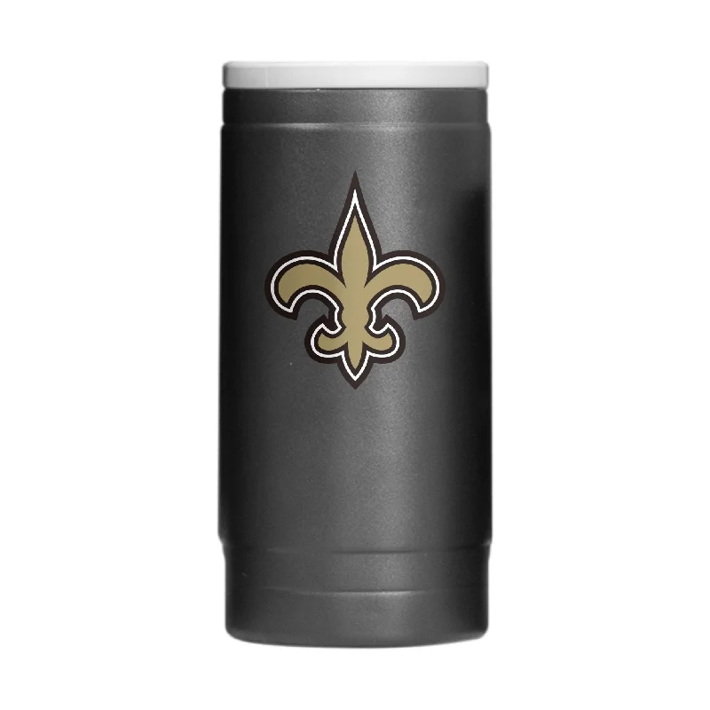 Personalized team cups for reunions-New Orleans Saints Flipside Powder Coat Slim Can Coolie