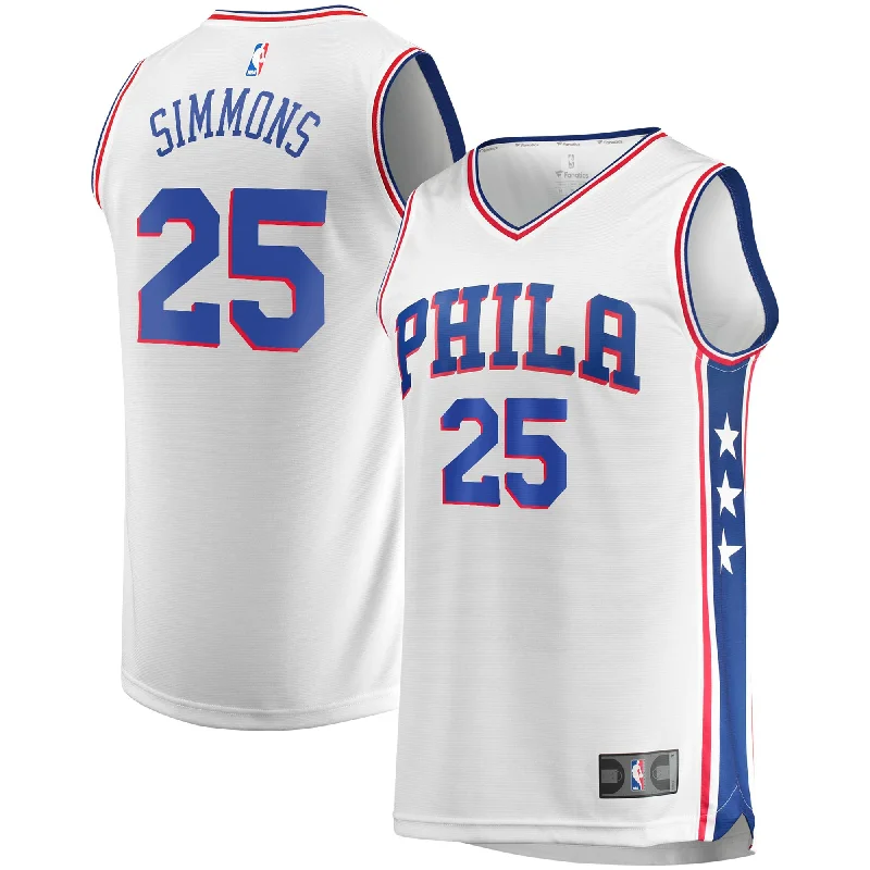 Custom basketball jerseys with professional logo embroidery-Ben Simmons Philadelphia 76ers Branded Youth Fast Break Player Basketball Jersey - Association Edition - White