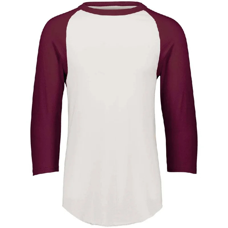 Soft and breathable baseball jerseys for everyday wear-3-4 Sleeve Retro 2.0 Baseball Jersey White-Maroon