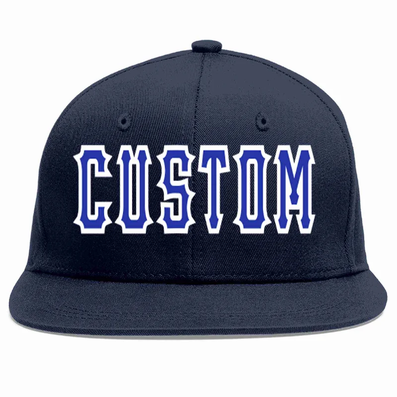 Best baseball cap styles-Custom Navy Royal-White Casual Sport Baseball Cap