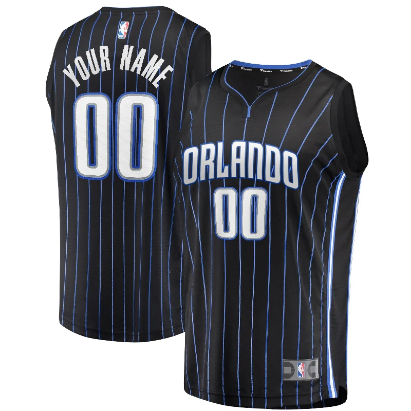 Basketball jerseys with moisture-wicking properties for comfort-Orlando Magic Branded Youth Fast Break Custom Basketball Jersey Black - Icon Edition