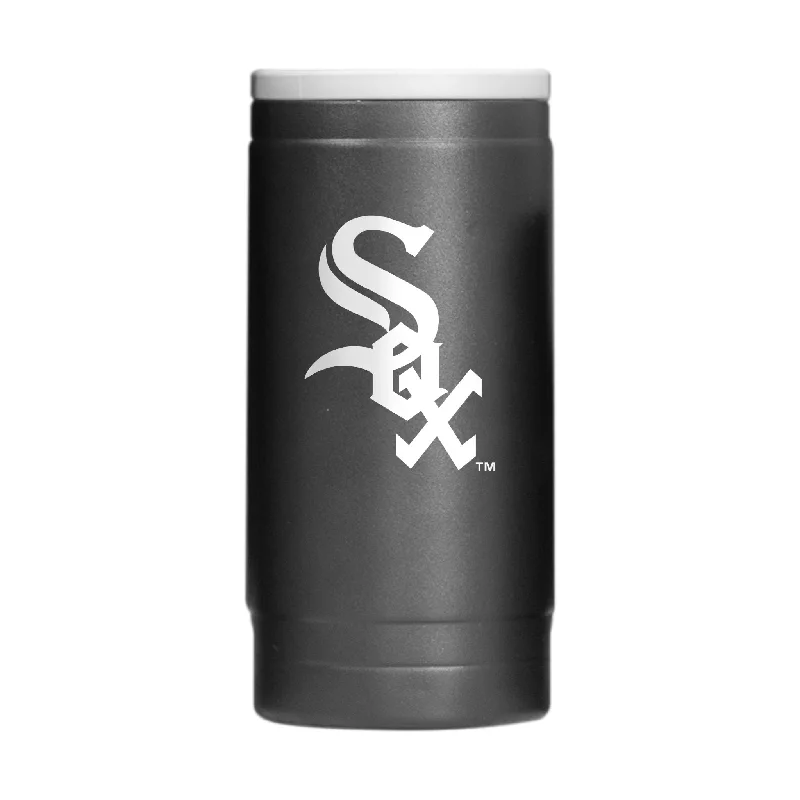 Unique design team cups for branding-Chicago White Sox Flipside Powder Coat Slim Can Coolie