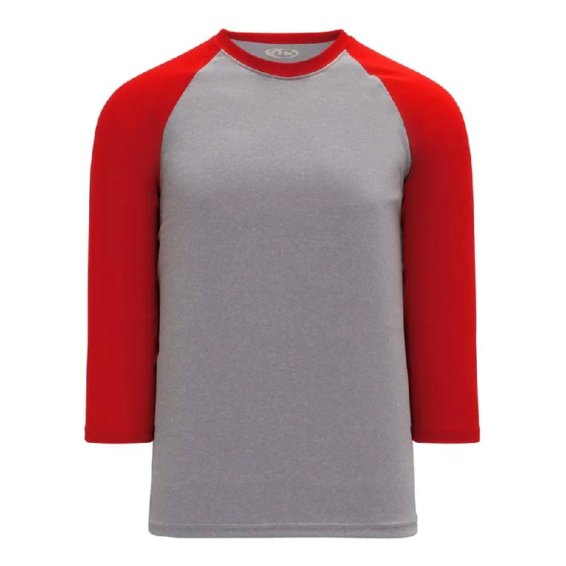 Baseball jerseys with cool-down technology for hot games-Classic 3-4 Sleeve Baseball Grey-Red Shirt