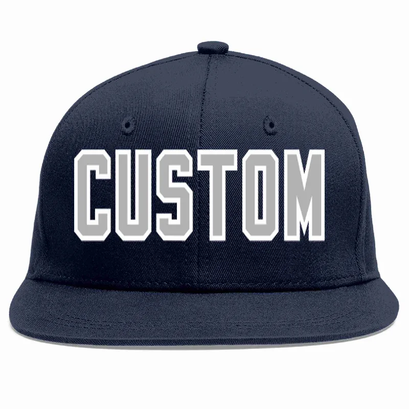 Classic black baseball caps-Custom Navy Gray-White Casual Sport Baseball Cap