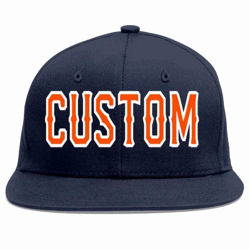 Classic black baseball caps-Custom Navy Orange-White Casual Sport Baseball Cap