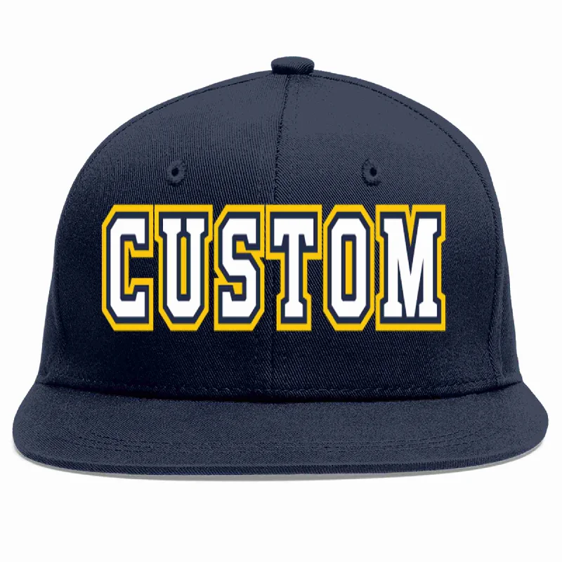 Baseball caps for team sports-Custom Navy White-Navy Casual Sport Baseball Cap