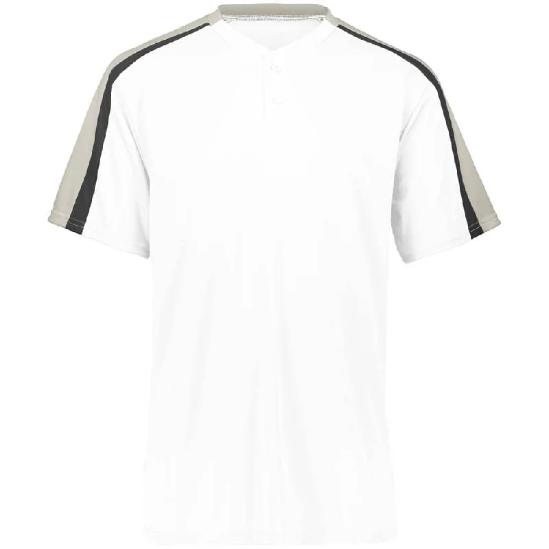 Baseball jerseys for off-field wear and fan support-Power Plus 2 Button Jersey White with Grey-Black