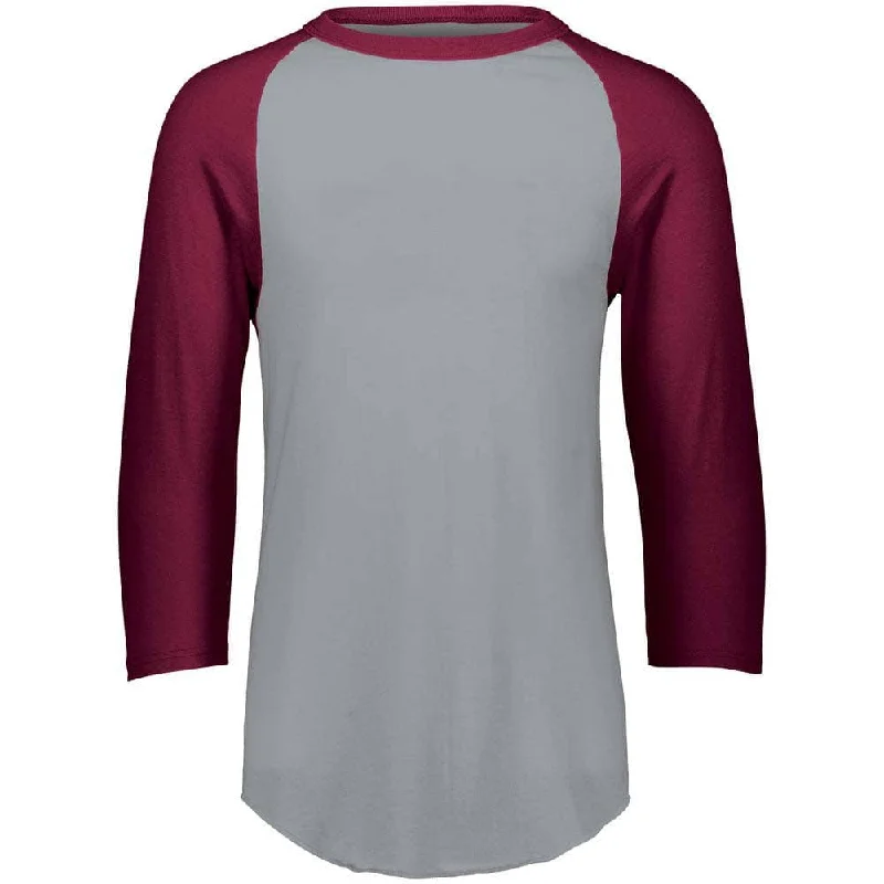 Comfortable and stretchy baseball jerseys for flexibility-3-4 Sleeve Retro 2.0 Baseball Jersey Grey-Maroon