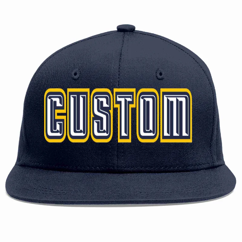 Popular baseball cap styles for sports-Custom Navy White-Navy Casual Sport Baseball Cap