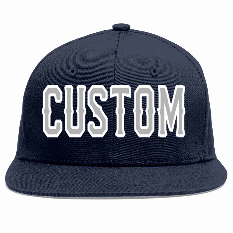 Seasonal fabric options for baseball caps-Custom Navy Gray-White Casual Sport Baseball Cap