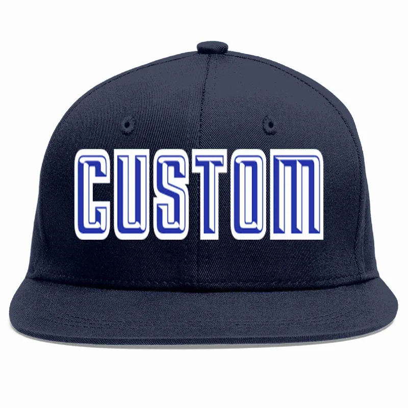 Baseball caps for hiking and trekking-Custom Navy Royal-White Casual Sport Baseball Cap