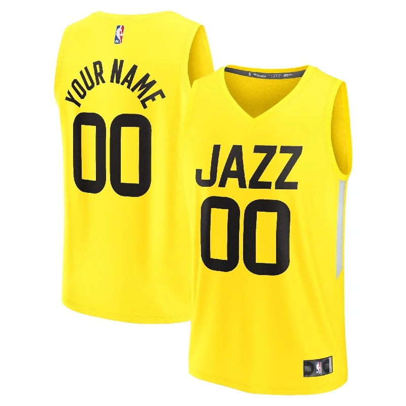 Basketball jerseys with mesh panels for better airflow-Utah Jazz Branded Youth Fast Break Custom Basketball Jersey - Icon Edition - Yellow