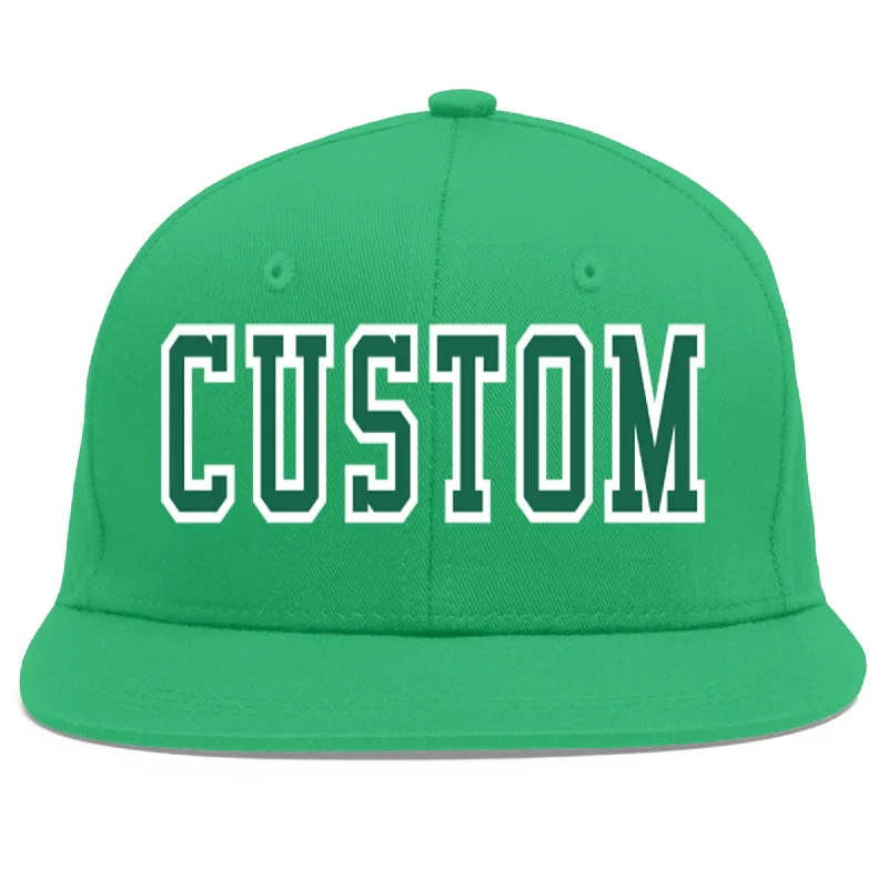 Baseball cap fit for extended wear-Custom Teal Kelly Green-White Flat Eaves Sport Baseball Cap