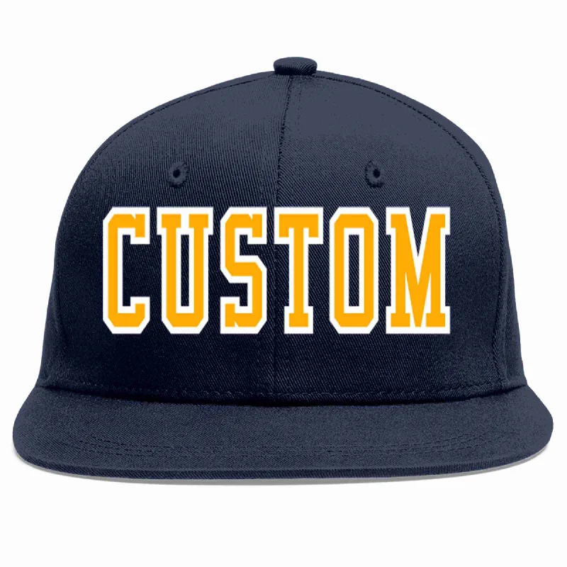 Wind-resistant baseball caps-Custom Navy Yellow-White Casual Sport Baseball Cap