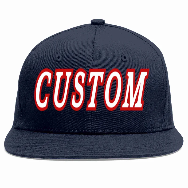 Everyday wear baseball caps-Custom Navy White-Red Casual Sport Baseball Cap