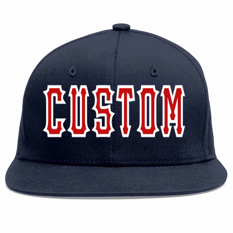 Most comfortable baseball caps-Custom Navy Red-White Casual Sport Baseball Cap