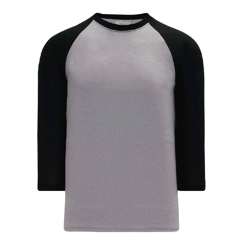 Baseball jerseys with customizable sleeve and collar designs-Classic 3-4 Sleeve Baseball Grey-Black Shirt