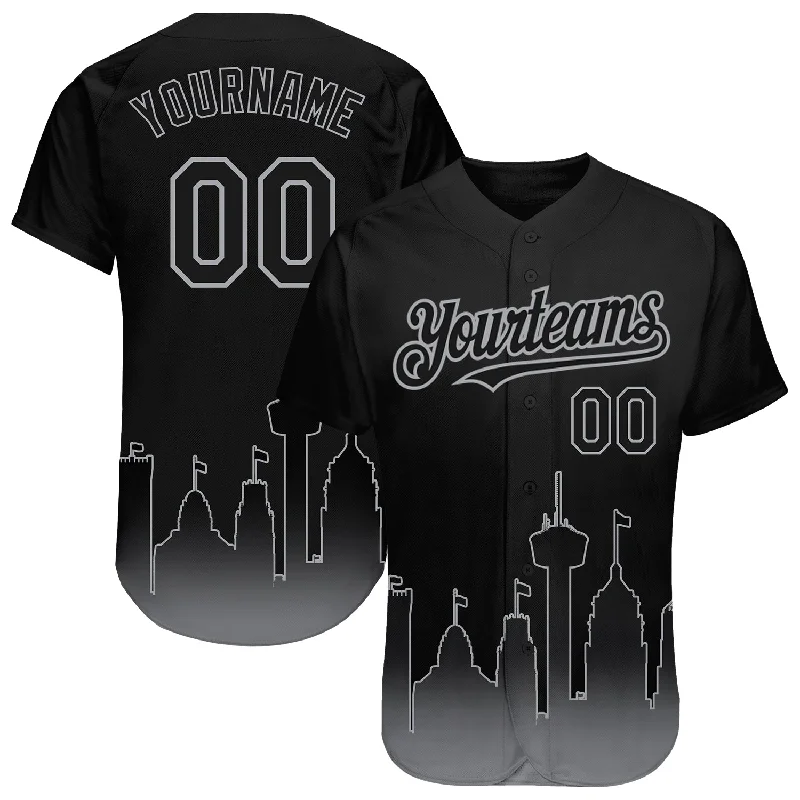 Baseball jerseys with retro designs for fans-Custom Black Gray 3D San Antonio City Edition Fade Fashion Authentic Baseball Jersey