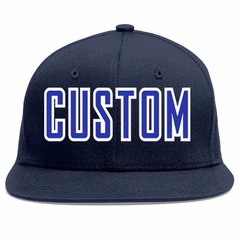 Best baseball caps for summer-Custom Navy Royal-White Casual Sport Baseball Cap