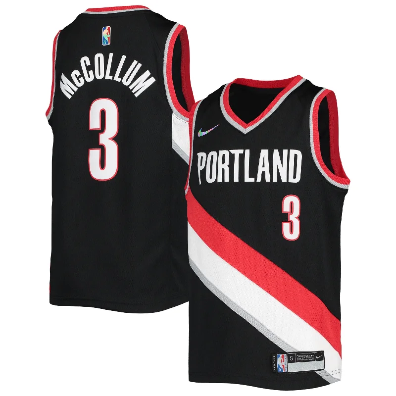 High-quality basketball jerseys with heat transfer graphics-C.j. Mccollum Portland Trail Blazers Youth 2021/22 Diamond Swingman Basketball Jersey - Icon Edition - Black