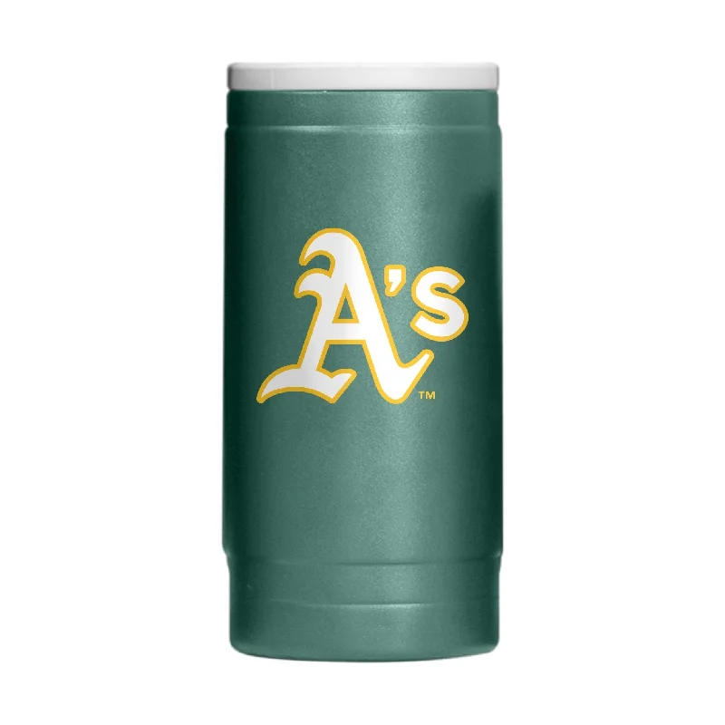 Custom printed team cups for schools-Oakland Athletics Flipside Powder Coat Slim Can Coolie