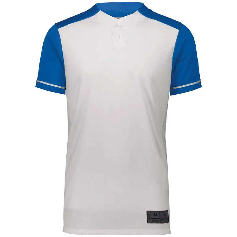 Affordable baseball jerseys for schools-Closer 2 Button White-Royal Baseball Jersey