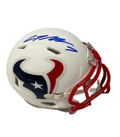 Comfort of football helmets-C.J. Stroud Autographed Houston Texans Riddell Flat White Speed Mini Helmet