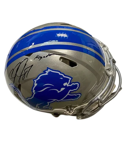 Face mask design for football helmets-Calvin Johnson Autographed “Megatron” Lions Authentic Football Helmet