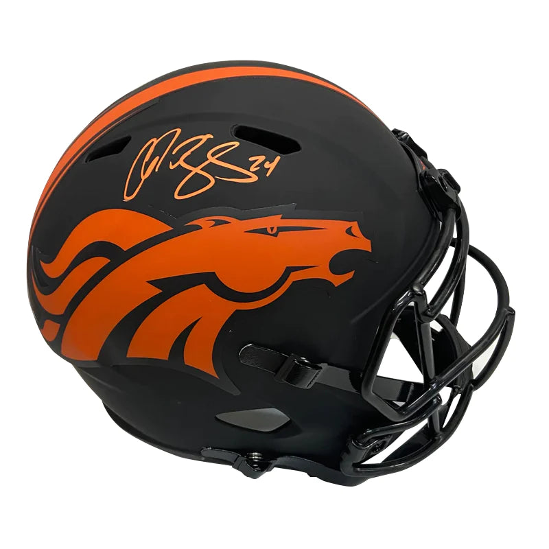 Suitability and safety of football helmets for players-Champ Bailey Autographed Broncos Black Replica Helmet