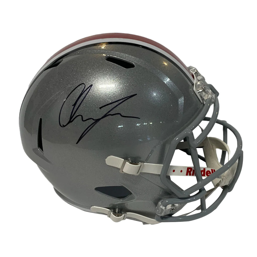 External impact-resistant design in football helmets-Chase Young Autographed Ohio State Replica Football Helmet