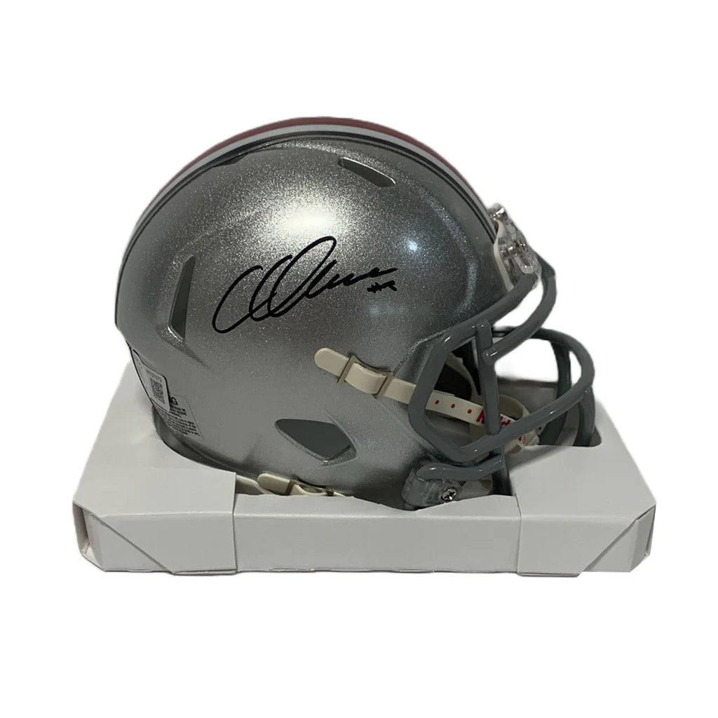 Recommended football helmets for professional players-Chris Olave Autographed Ohio State Mini Helmet