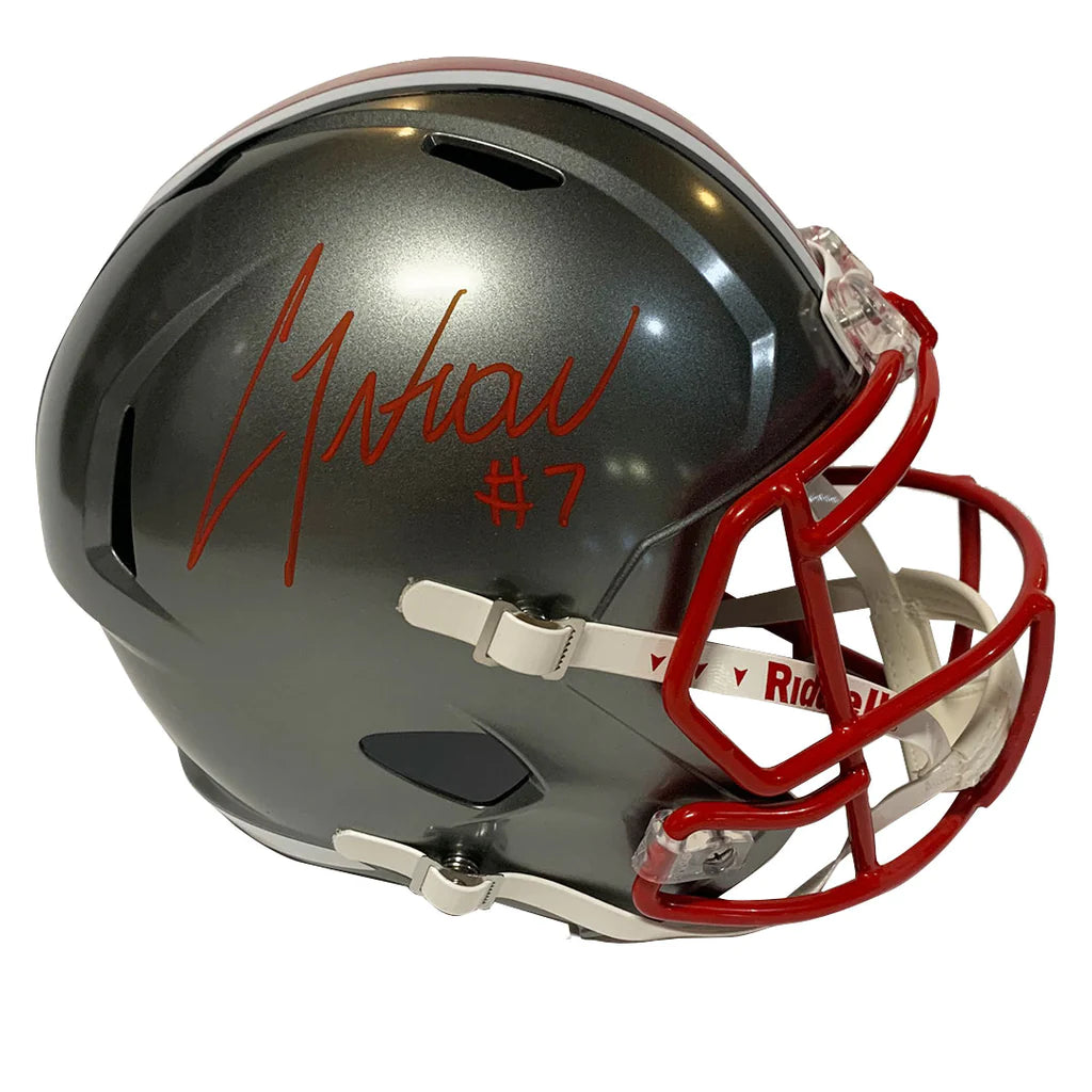 Weight distribution in football helmets-C.J. Stroud Autographed Ohio State Full Size Flash Replica Helmet