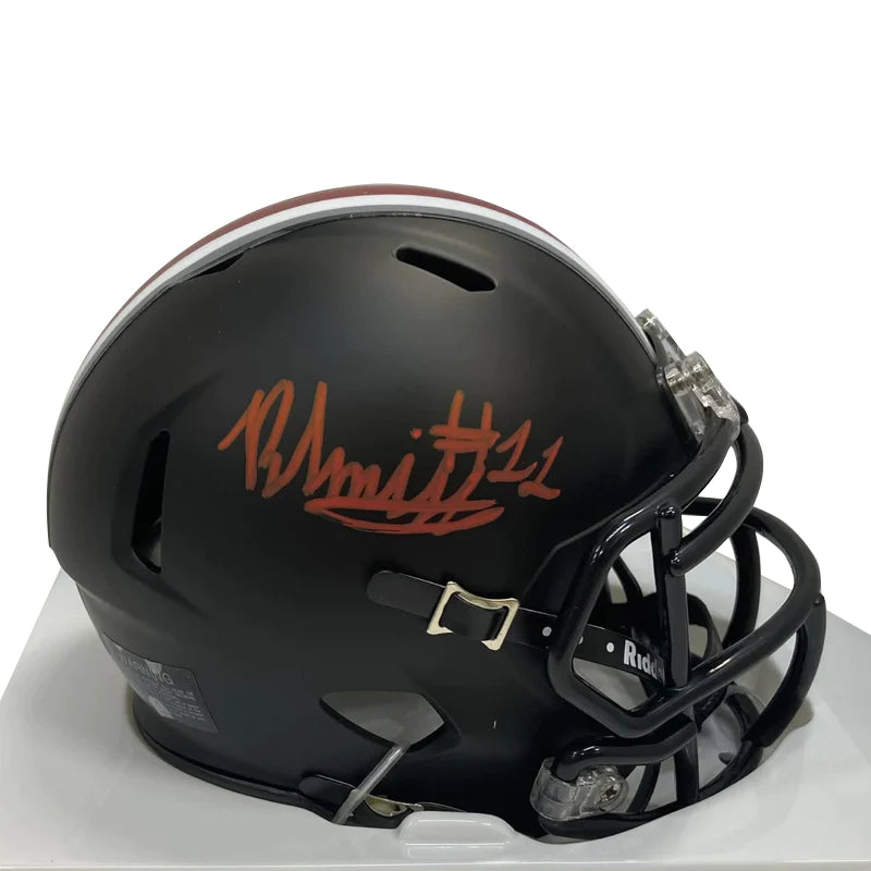 Weight distribution in football helmets-Brandon Inniss Autographed Ohio State Black Mini Football Helmet (Red Signature)