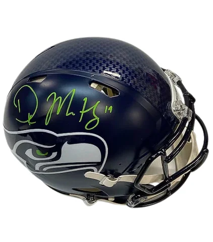 Importance of football helmet head protection-DK Metcalf Autographed Seattle Seahawks Navy Authentic Helmet